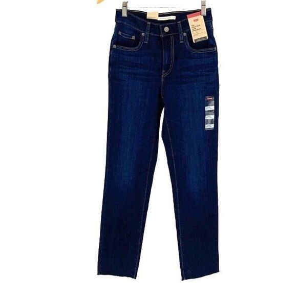 Levi's Womens 724 High Rise Dark Wash Slim Straight Jeans Blue Size 26 NWT‎ - Picture 3 of 15